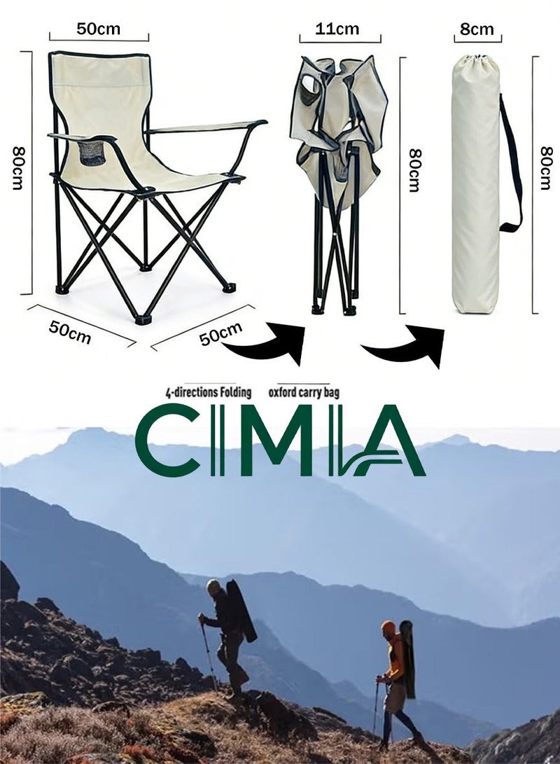 السيميا كرسي رحلات وبحر قابل للطي محمول - مقاس 50x50x80 سم - مع حقيبة تخزين ومنظم أكواب - Image 2